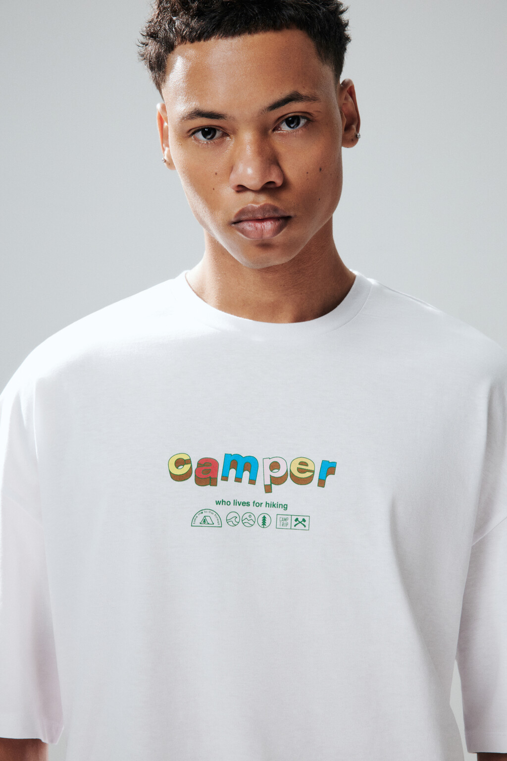 Футболка oversize с принтом - цвет белый - 2