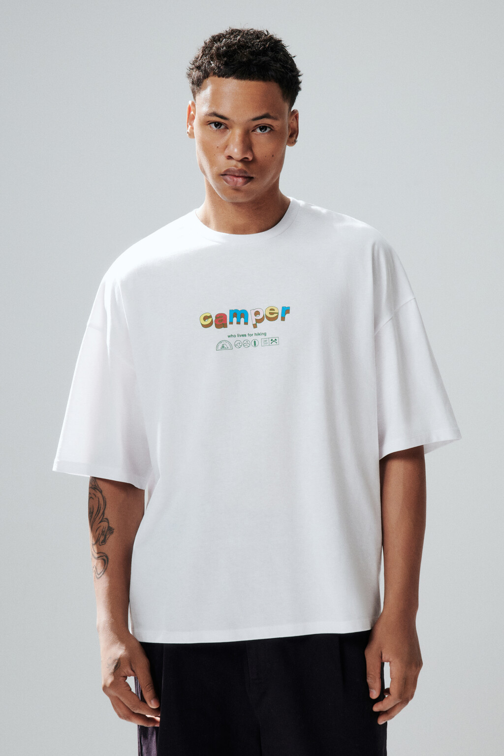 Футболка oversize с принтом - цвет белый - 3