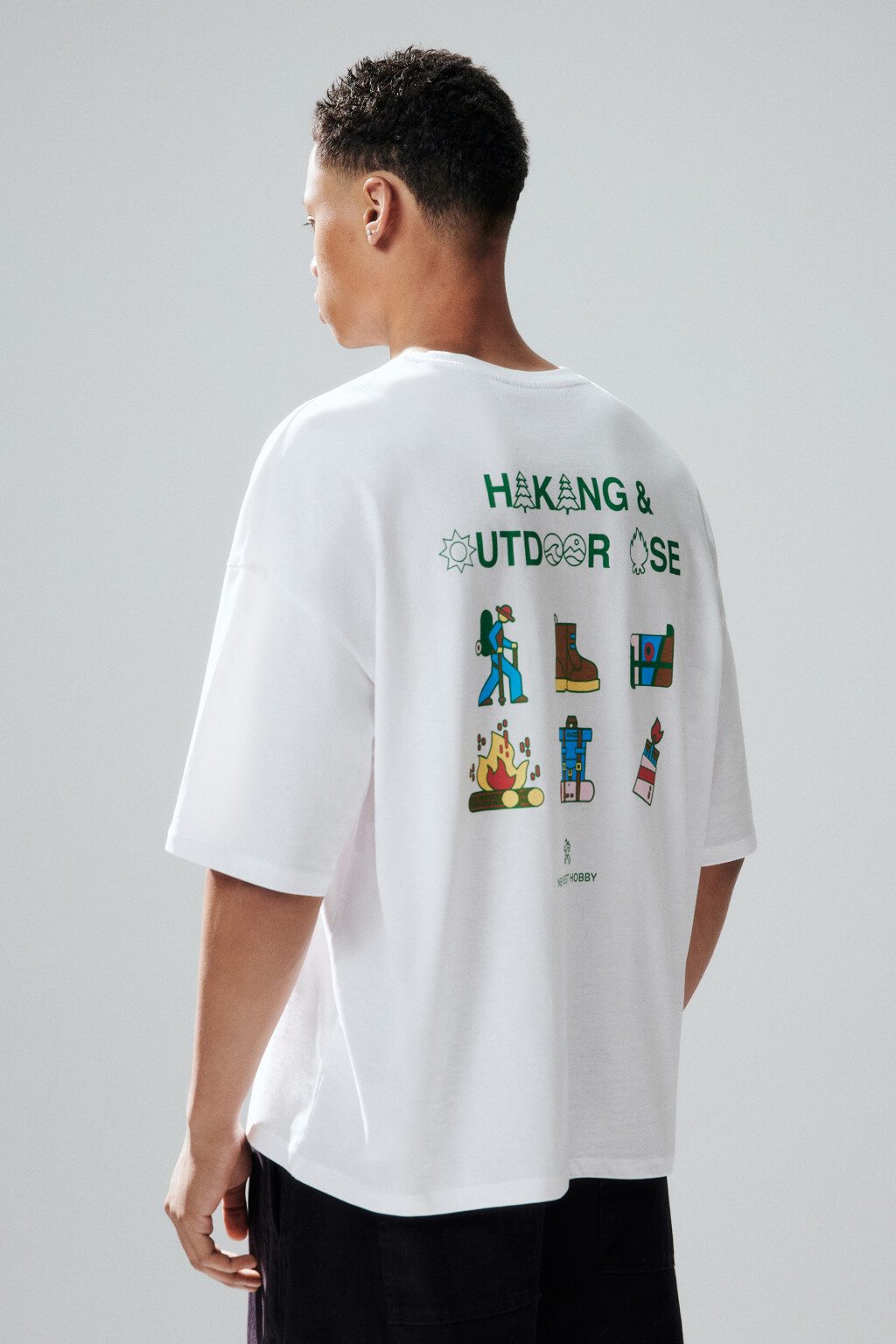 Футболка oversize с принтом - цвет белый - 4