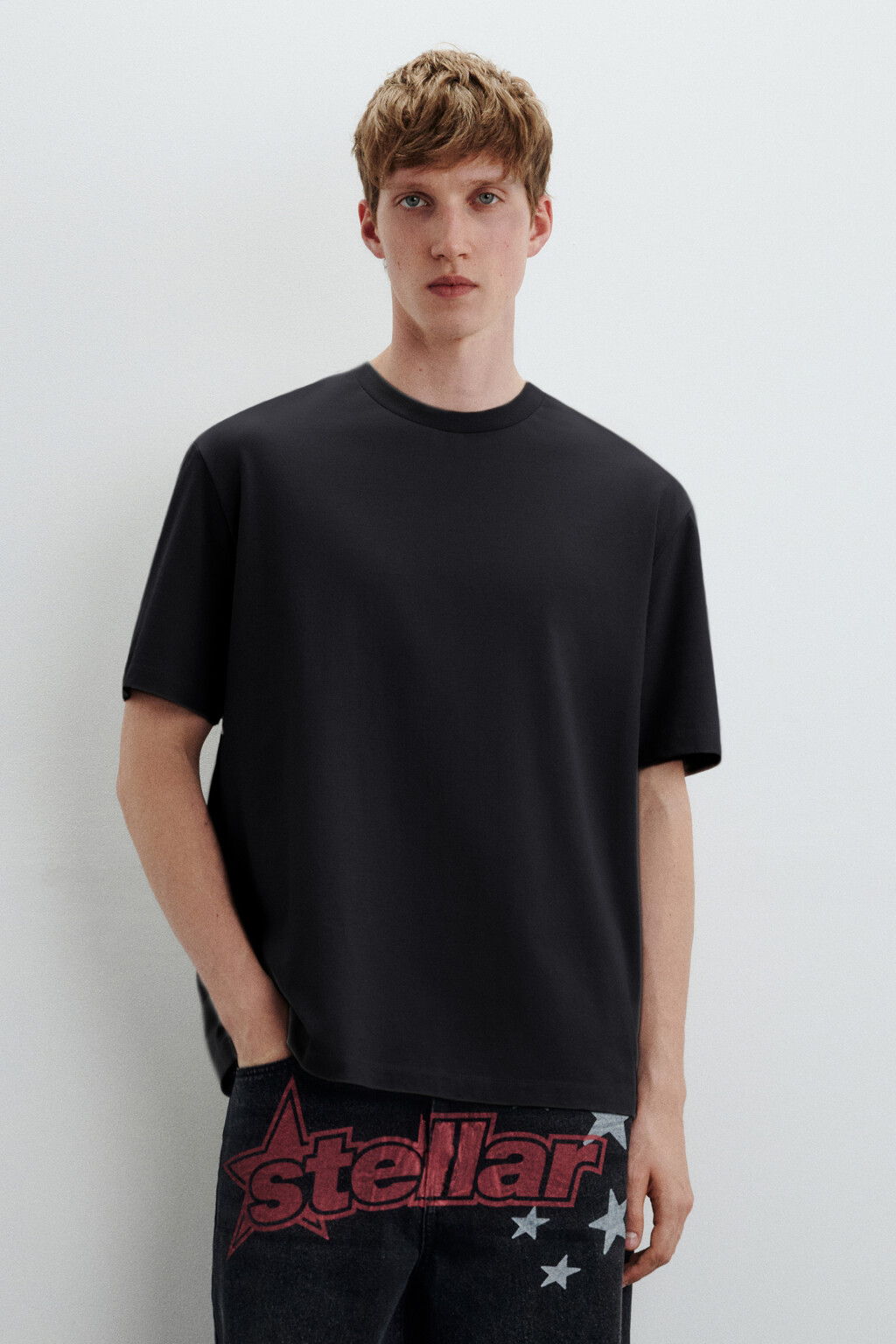 Футболка базовая из плотного хлопка - цвет черный - 1