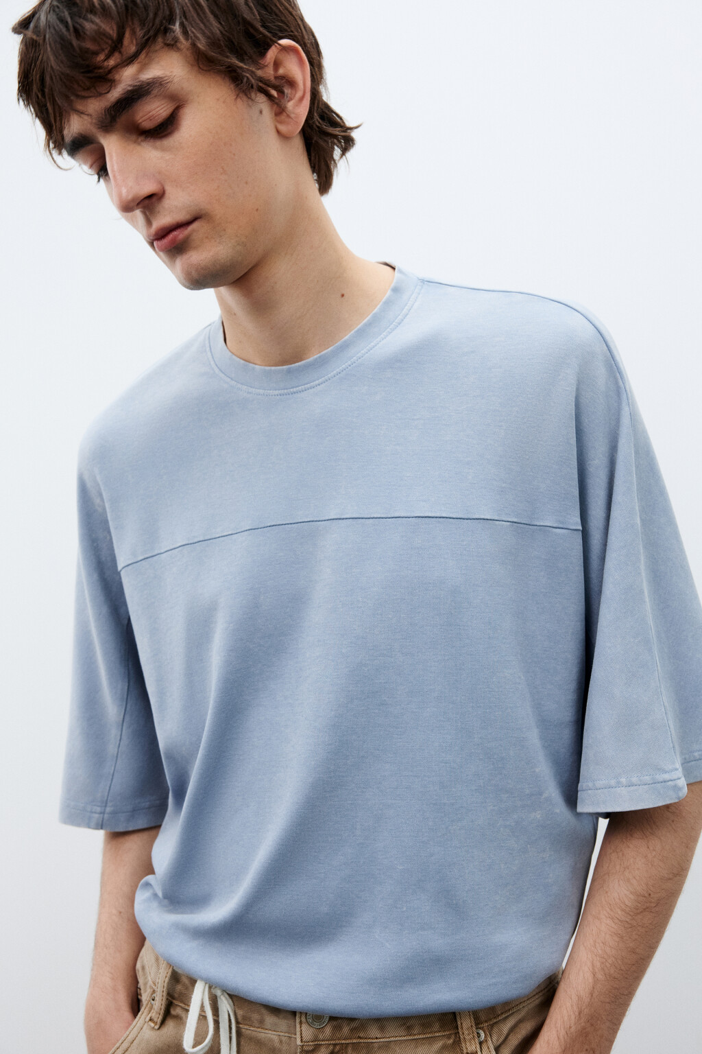 Футболка с вареным эффектом - цвет голубой - 1