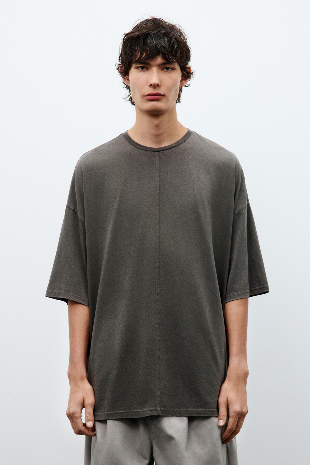 Футболка oversize с вареным эффектом - цвет коричневый - 3