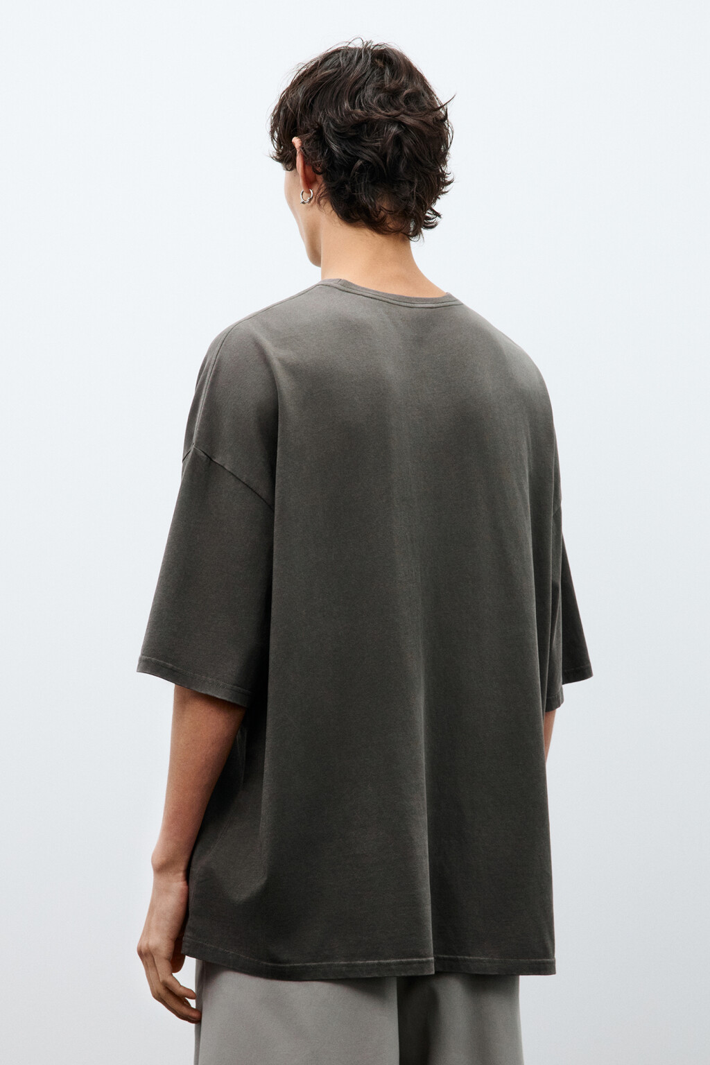 Футболка oversize с вареным эффектом - цвет коричневый - 4