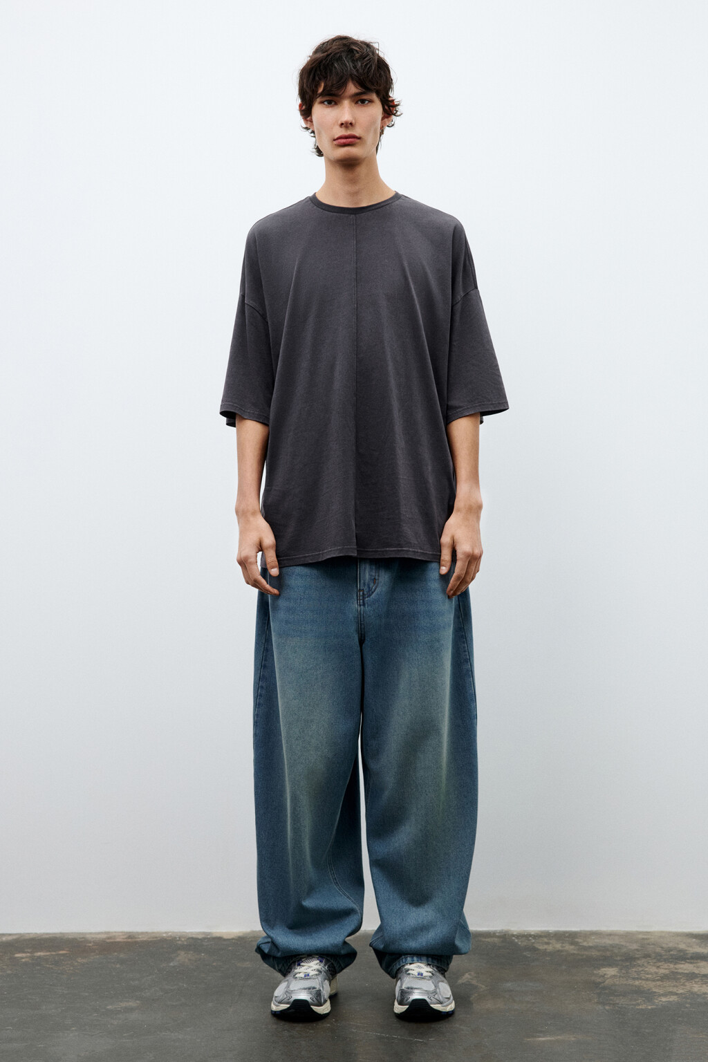 Футболка oversize с вареным эффектом - цвет серый - 4