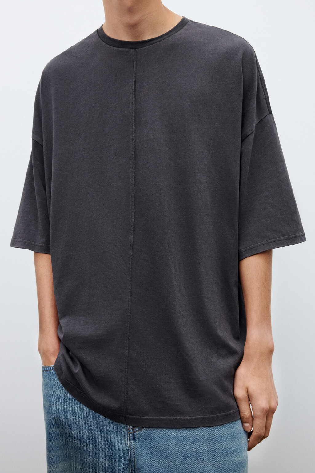 Футболка oversize с вареным эффектом - цвет серый - 5