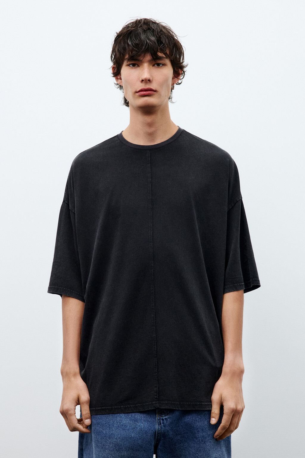 Футболка oversize с вареным эффектом - цвет черный - 3