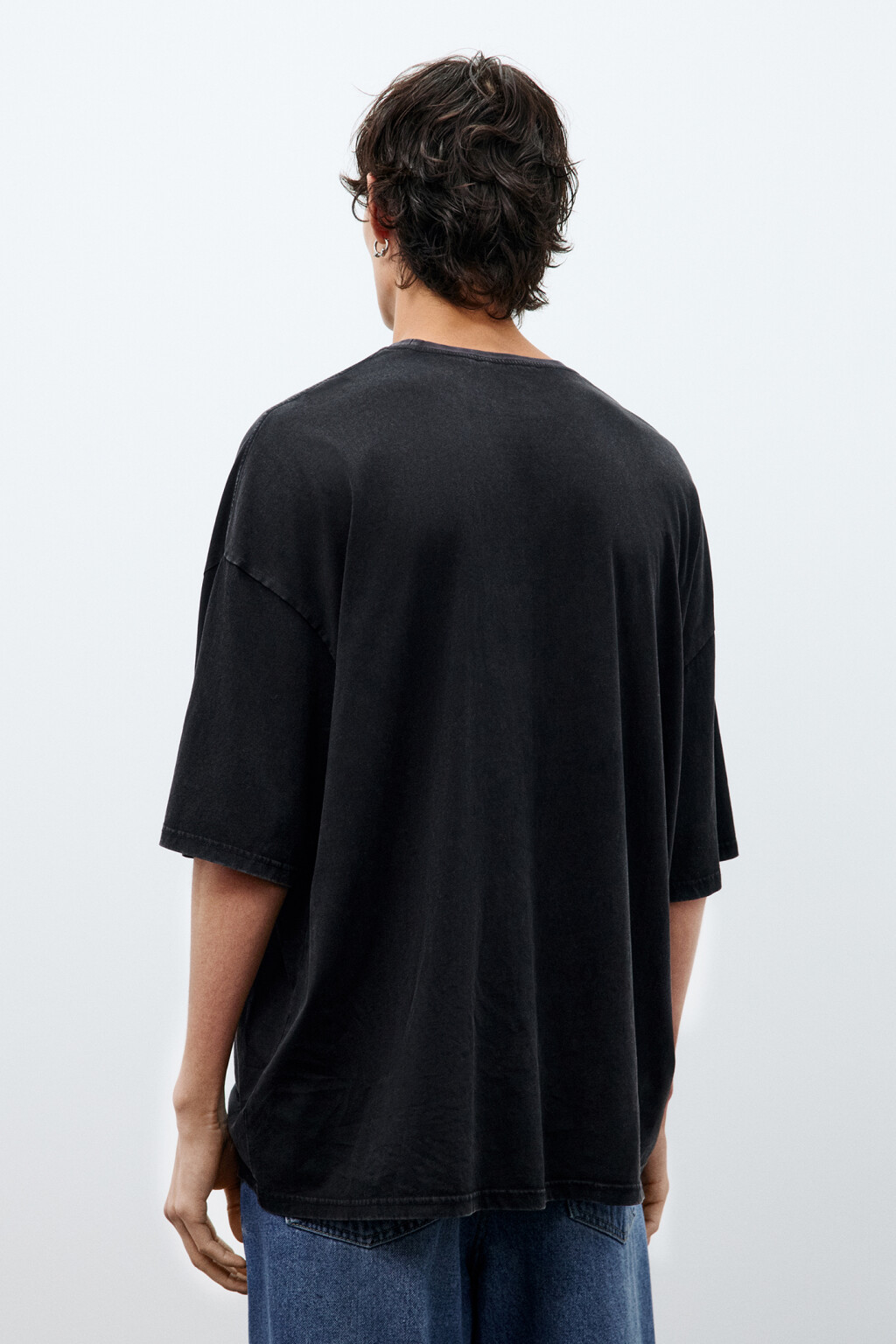 Футболка oversize с вареным эффектом - цвет черный - 4