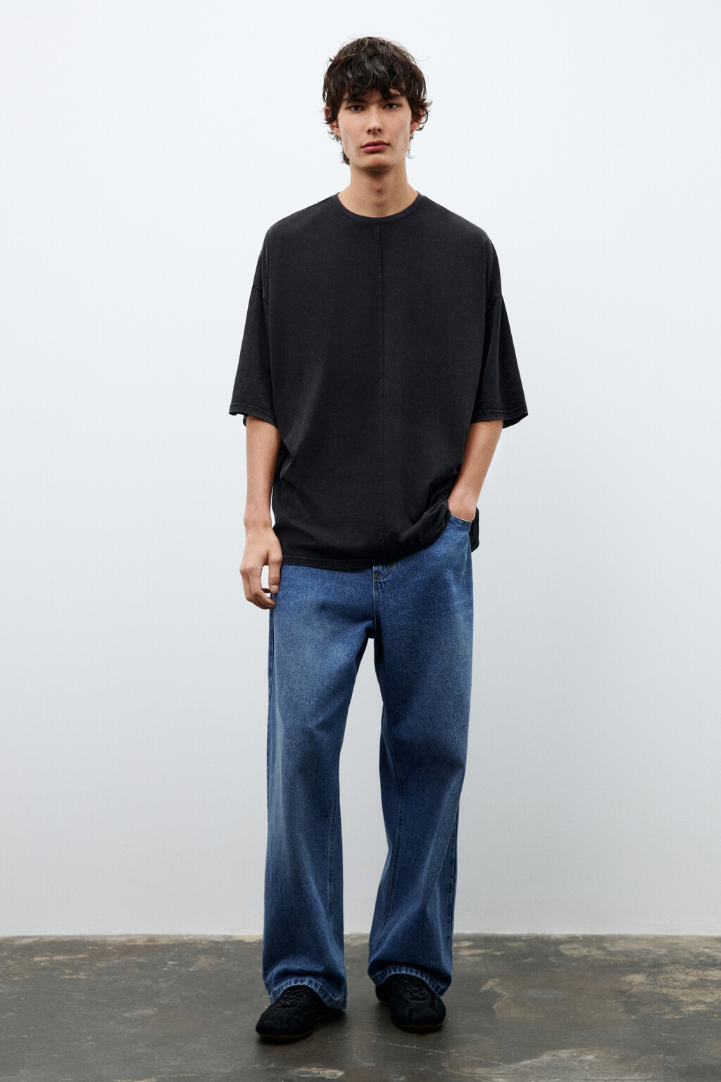 Футболка oversize с вареным эффектом - цвет черный - 5