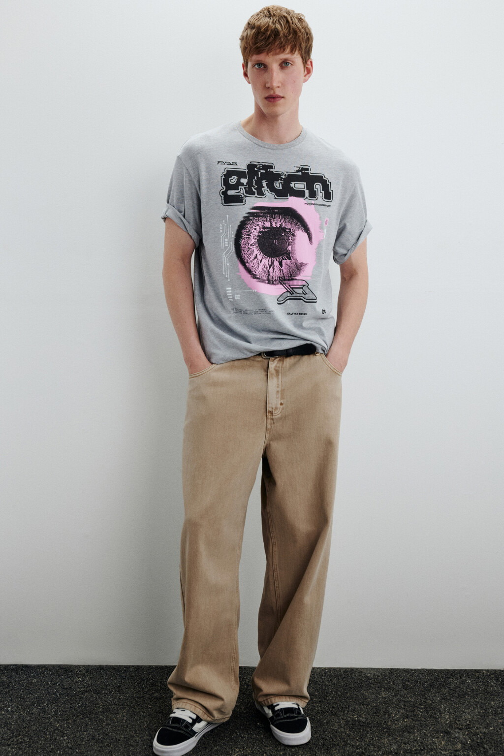 Футболка с принтом с глитч-эффектом - цвет серый - 2