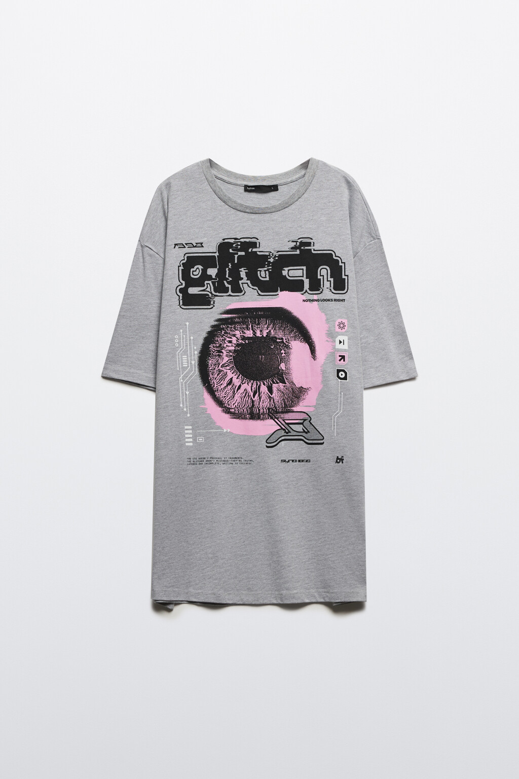 Футболка с принтом с глитч-эффектом - цвет серый - 8