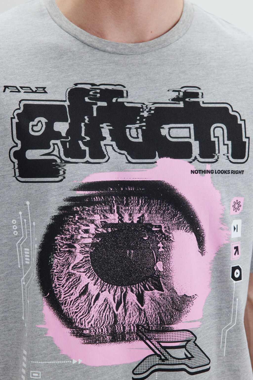Футболка с принтом с глитч-эффектом - цвет серый - 6