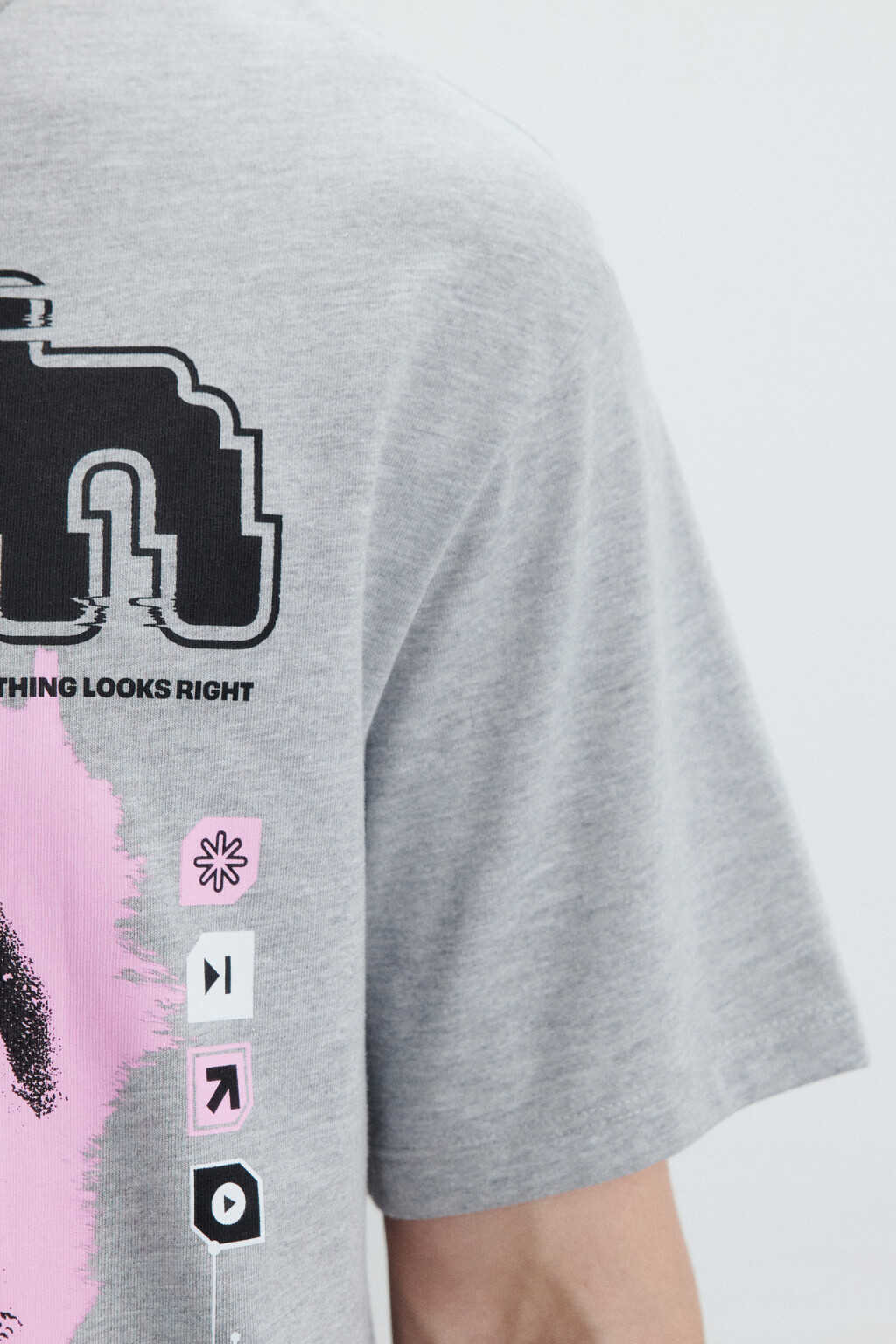 Футболка с принтом с глитч-эффектом - цвет серый - 7