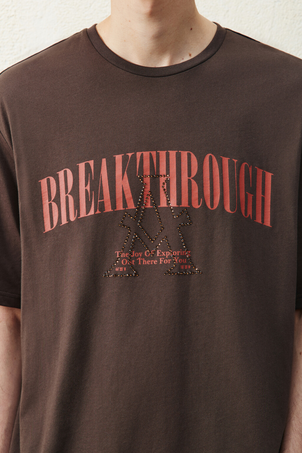 Футболка вареная с принтом - цвет коричневый - 6