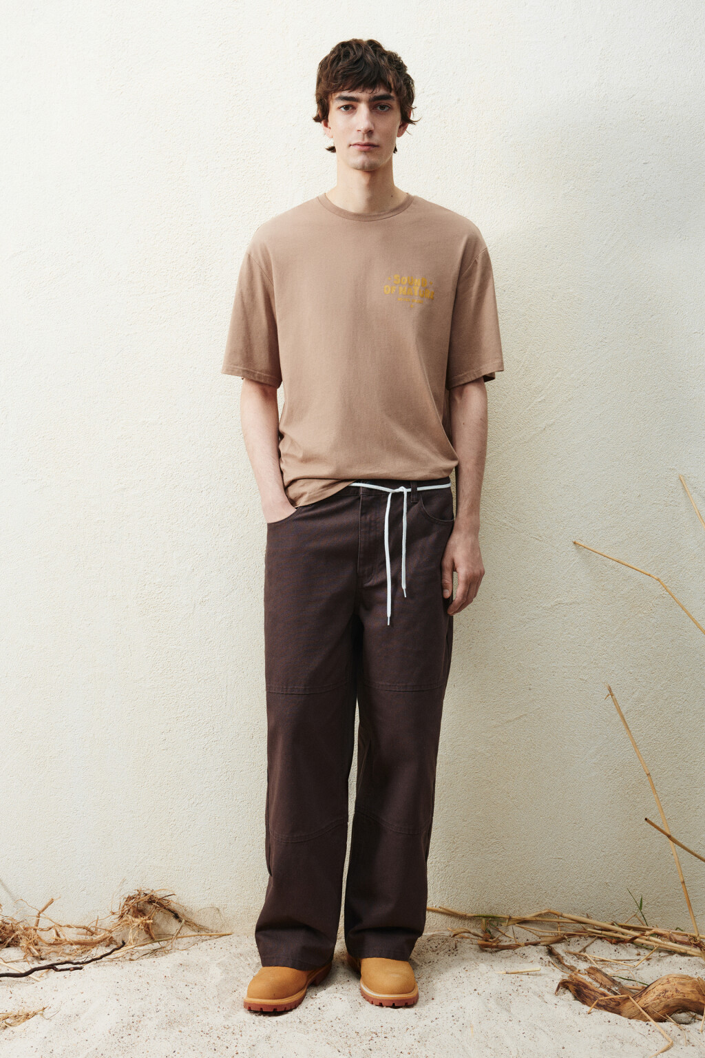 Футболка вареная с принтом - цвет бежевый - 4