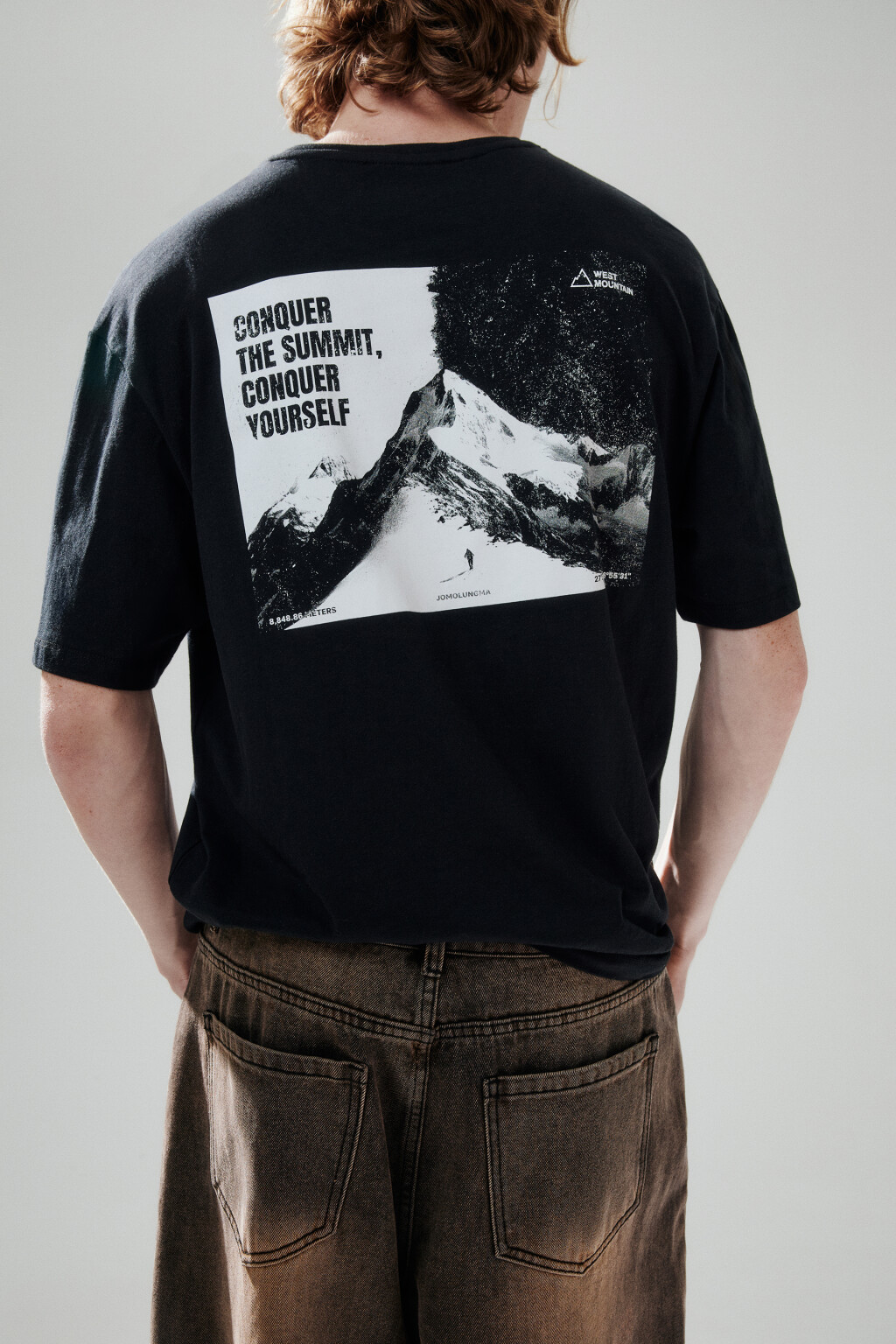 Футболка oversize с принтом - цвет черный - 1