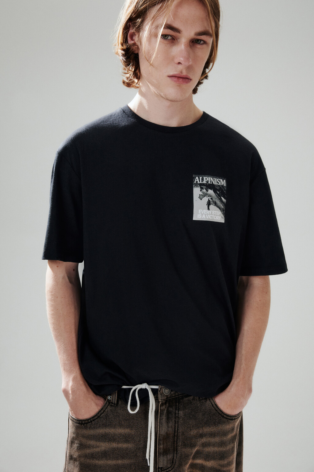 Футболка oversize с принтом - цвет черный - 2