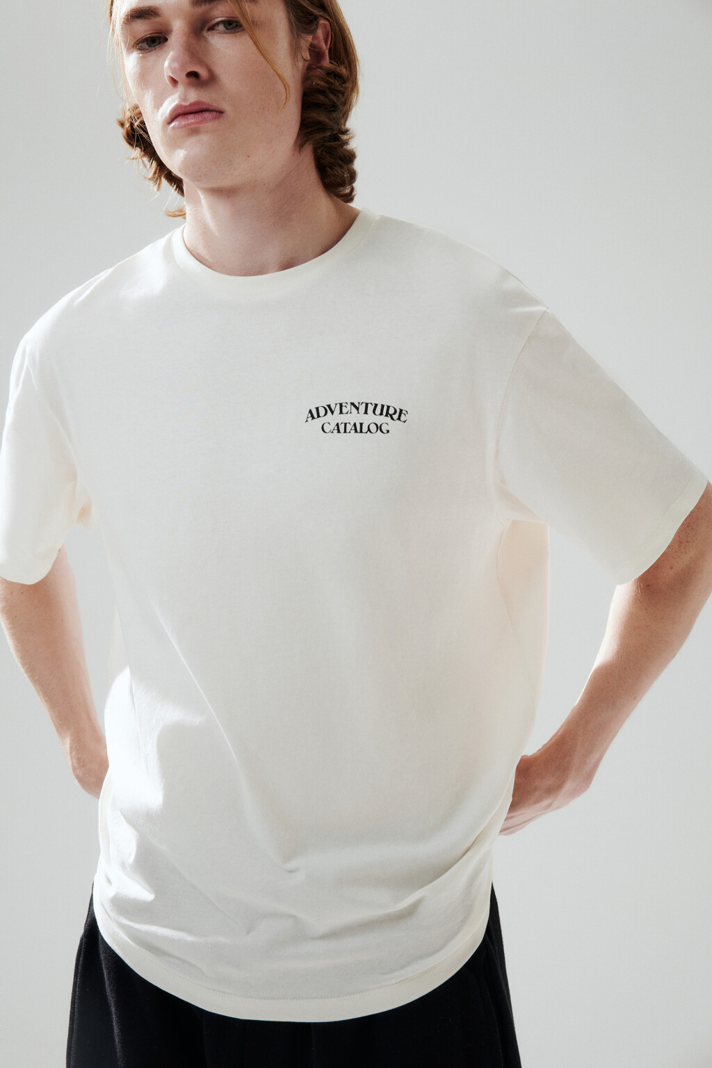 Футболка oversize с принтом - цвет бежевый - 1