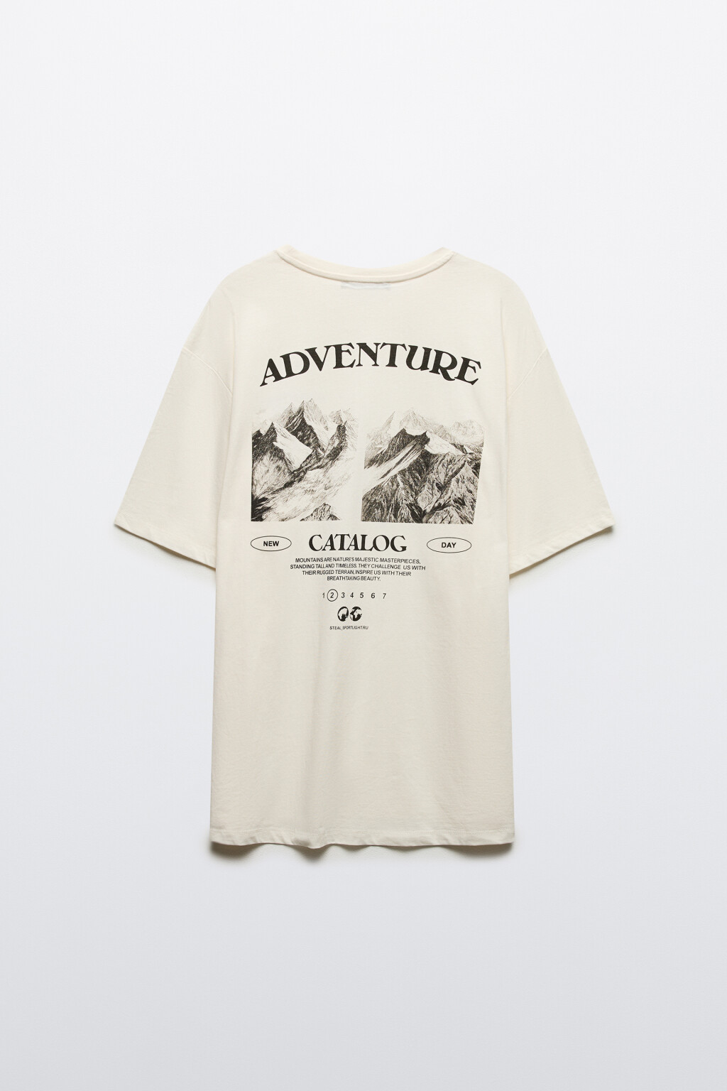 Футболка oversize с принтом - цвет бежевый - 8