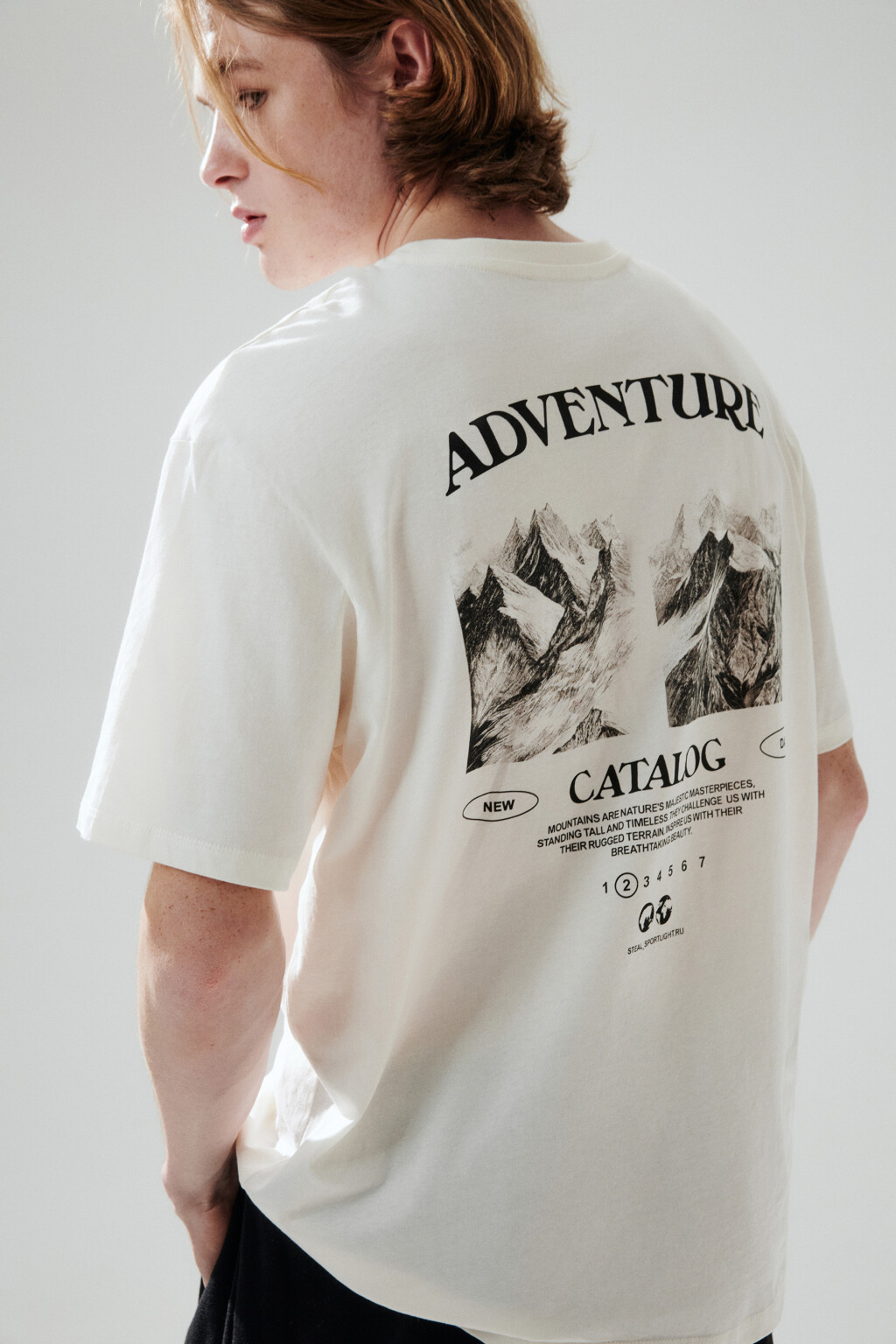 Футболка oversize с принтом - цвет бежевый - 2