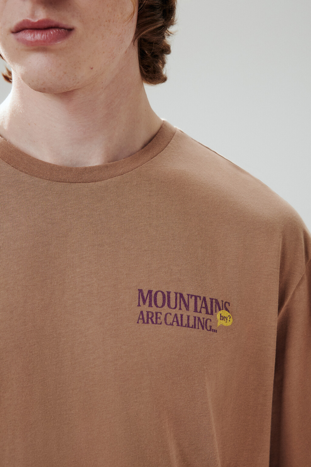 Футболка oversize с принтом - цвет бежевый - 5