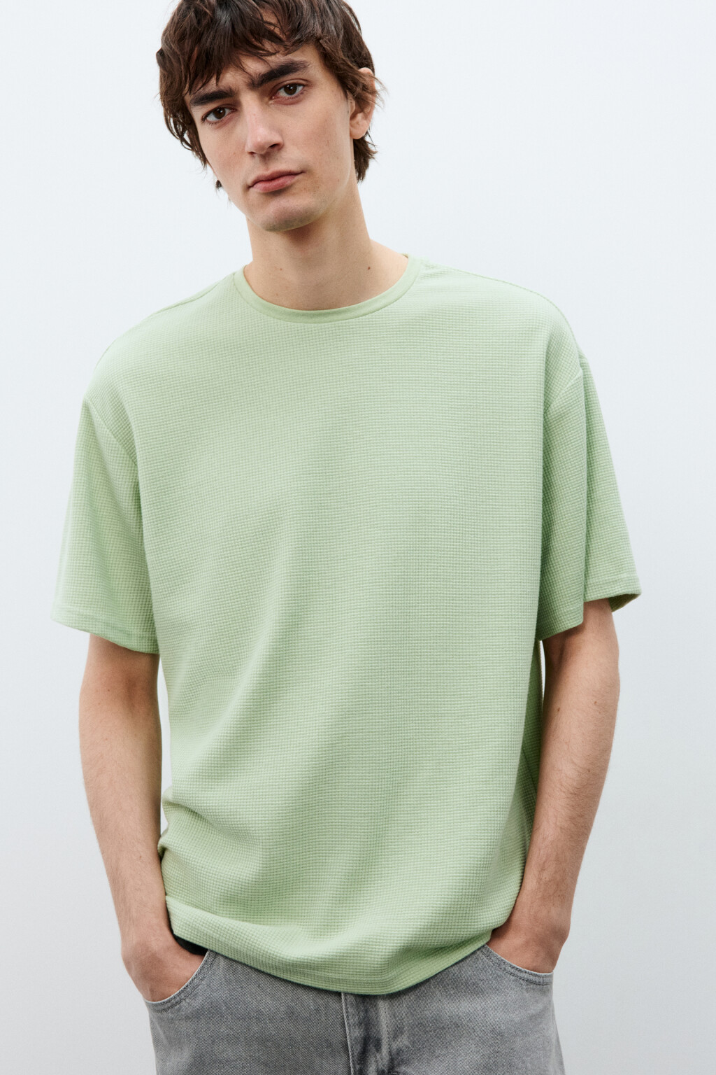 Футболка из фактурной ткани - цвет зеленый - 1