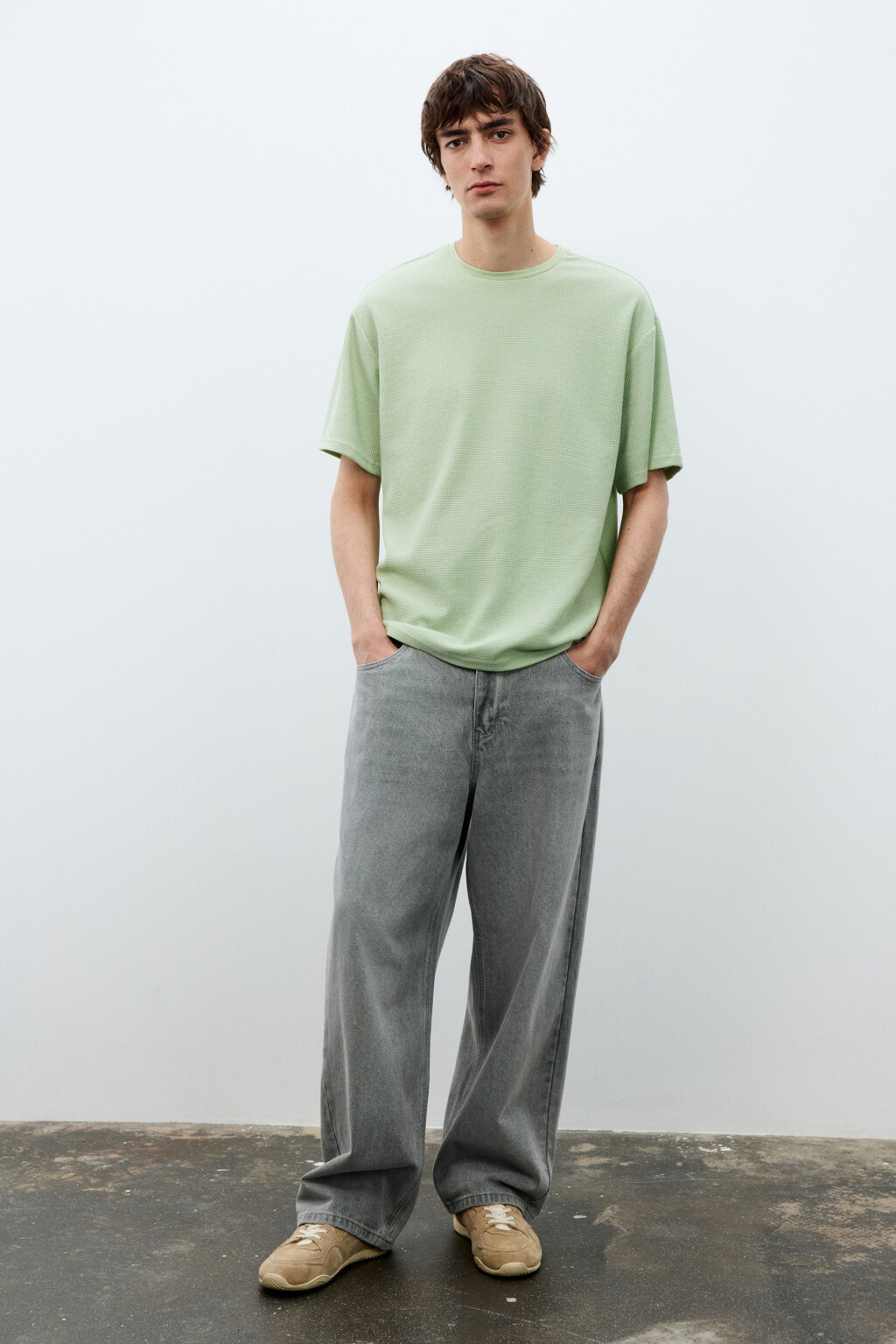 Футболка из фактурной ткани - цвет зеленый - 4