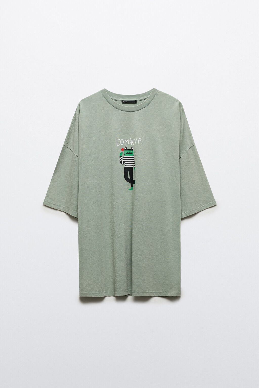 Футболка oversize с принтом - цвет зеленый - 7