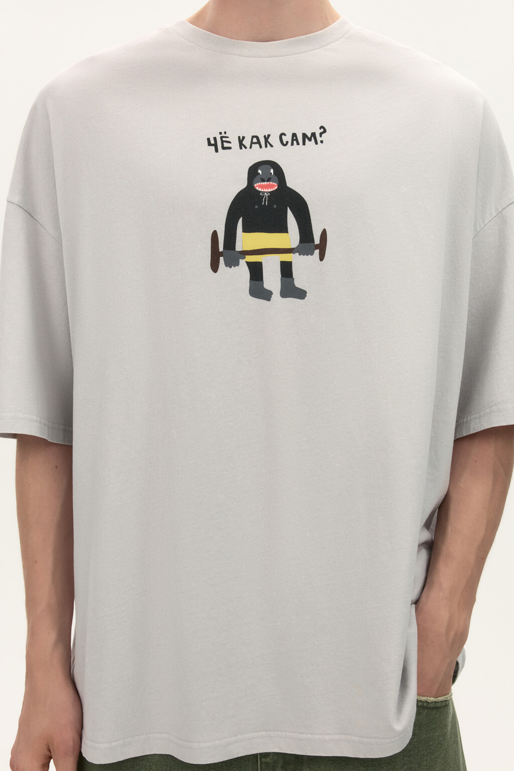 Футболка oversize с принтом - цвет серый - 5