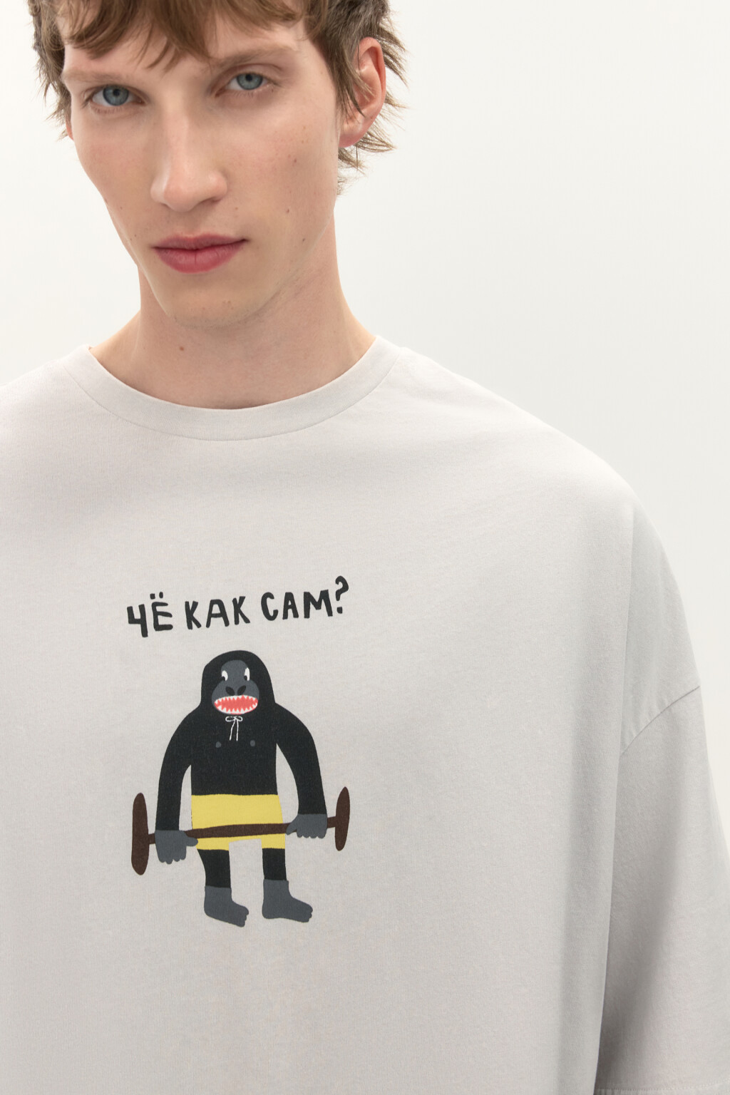 Футболка oversize с принтом - цвет серый - 6