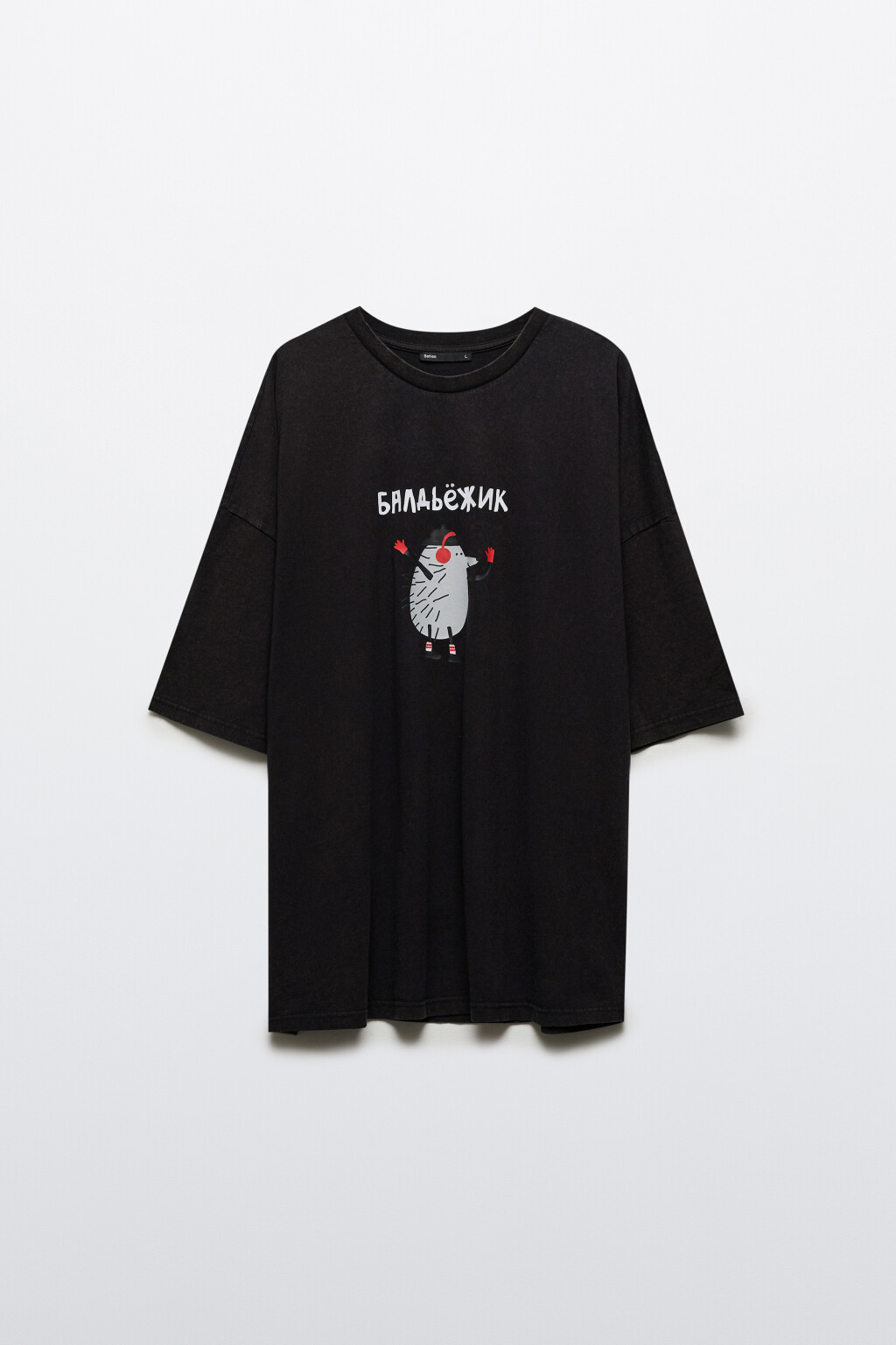 Футболка oversize с принтом - цвет черный - 7