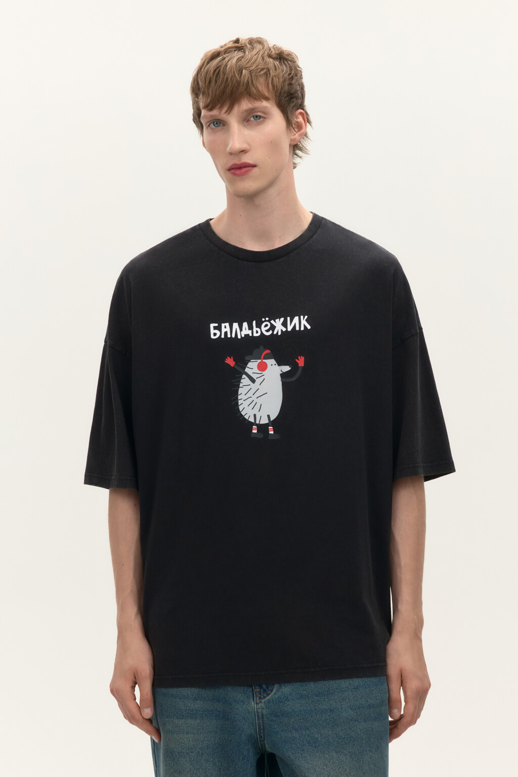 Футболка oversize с принтом - цвет черный - 2