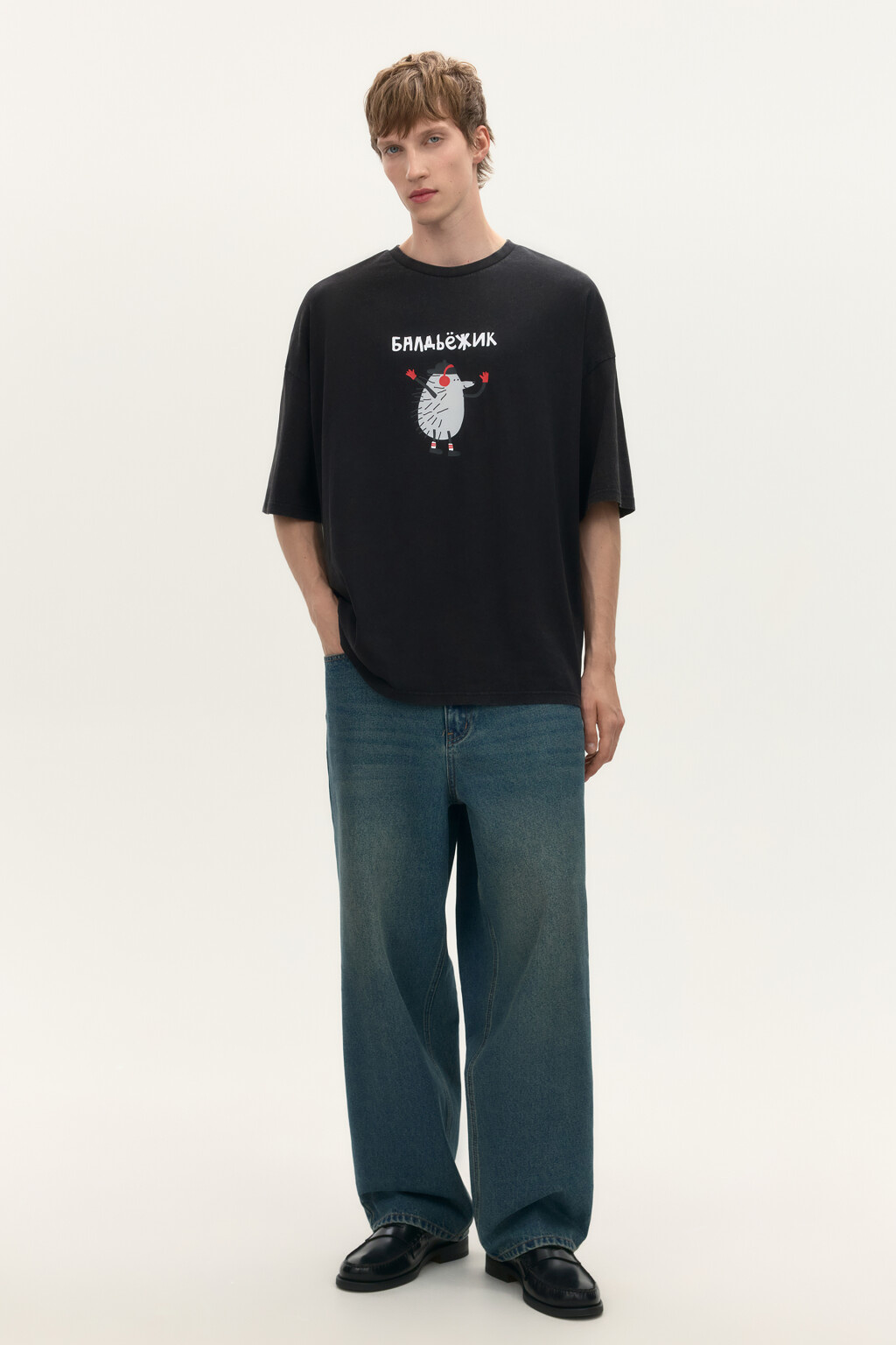 Футболка oversize с принтом - цвет черный - 4