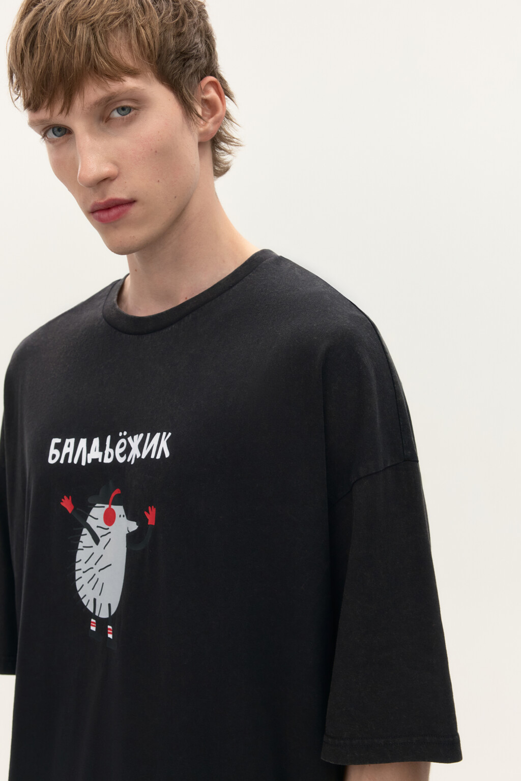 Футболка oversize с принтом - цвет черный - 5