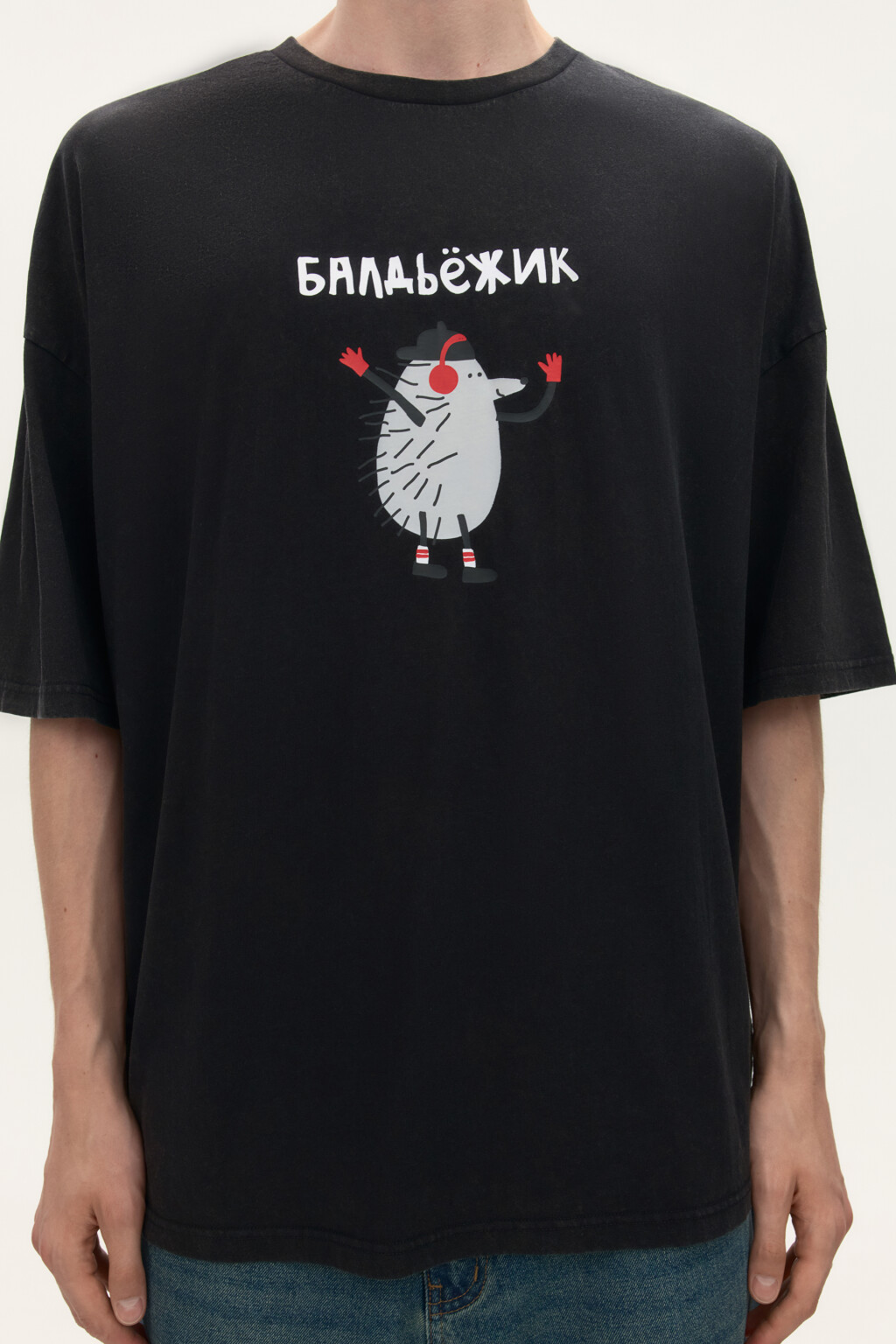 Футболка oversize с принтом - цвет черный - 6