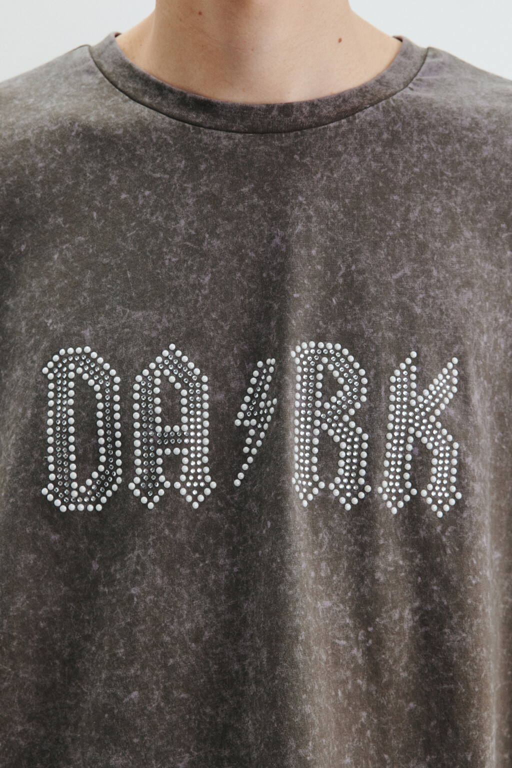 Футболка с вареным эффектом и надписью - цвет серый - 4