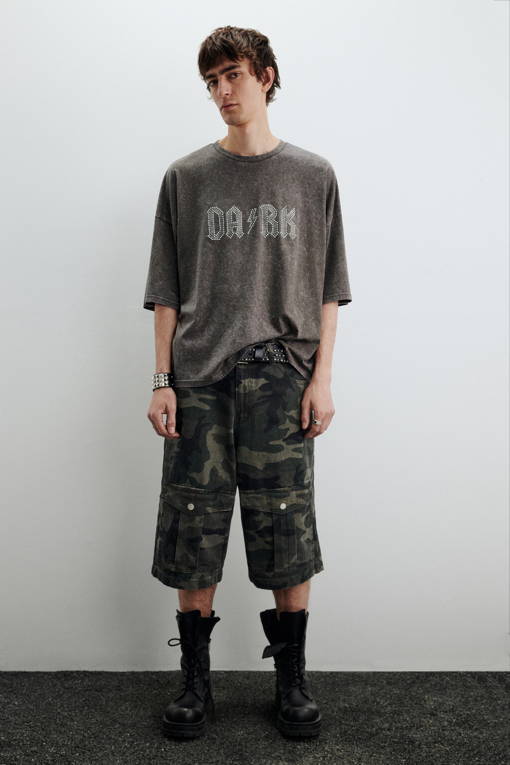 Футболка с вареным эффектом и надписью - цвет серый - 6