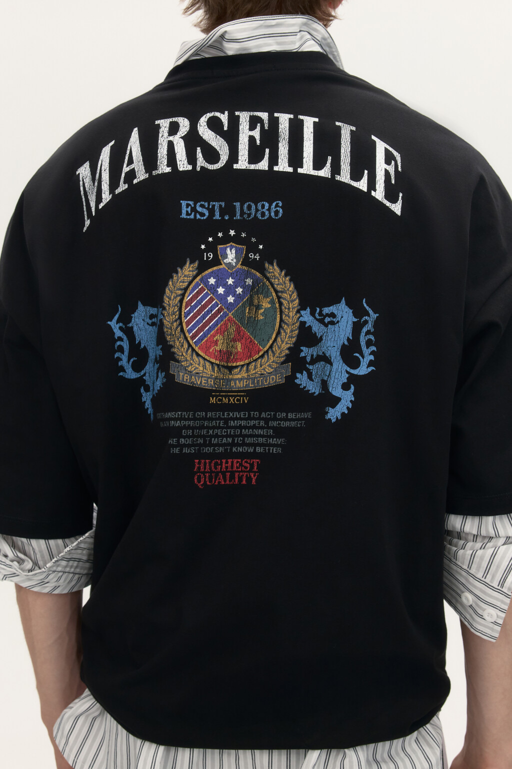 Футболка хлопковая с принтом - цвет черный - 1