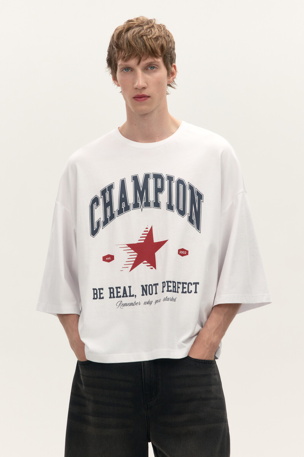 Футболка boxy fit с принтом - цвет белый - 2