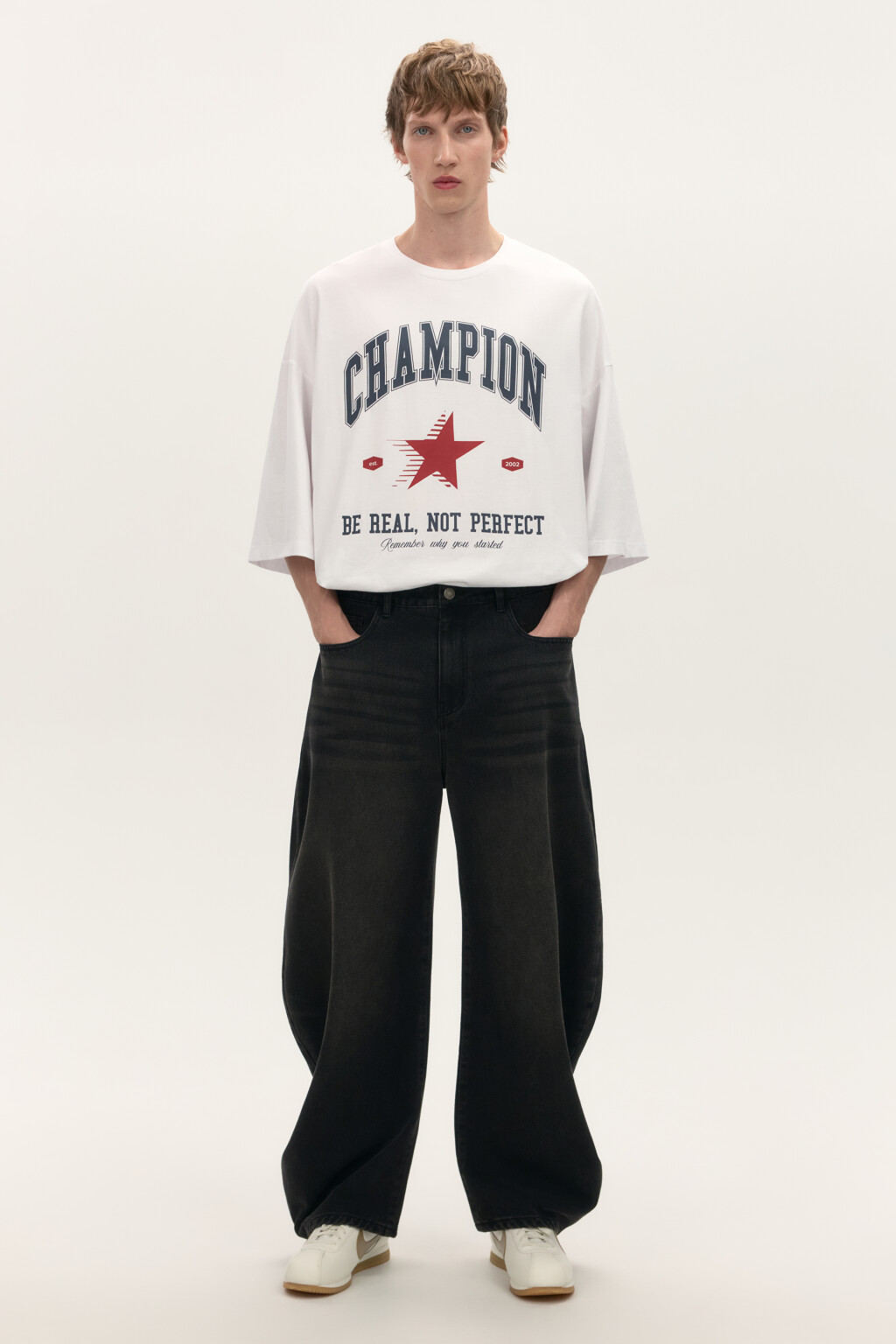 Футболка boxy fit с принтом - цвет белый - 4