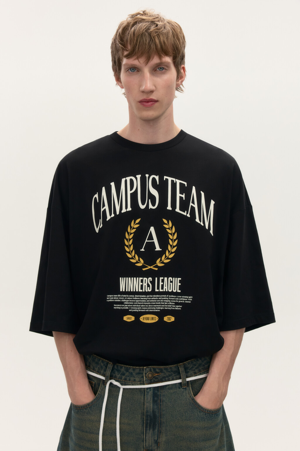 Футболка boxy fit с принтом - цвет черный - 1