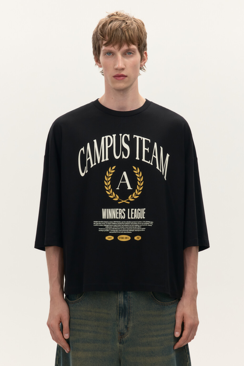 Футболка boxy fit с принтом - цвет черный - 2