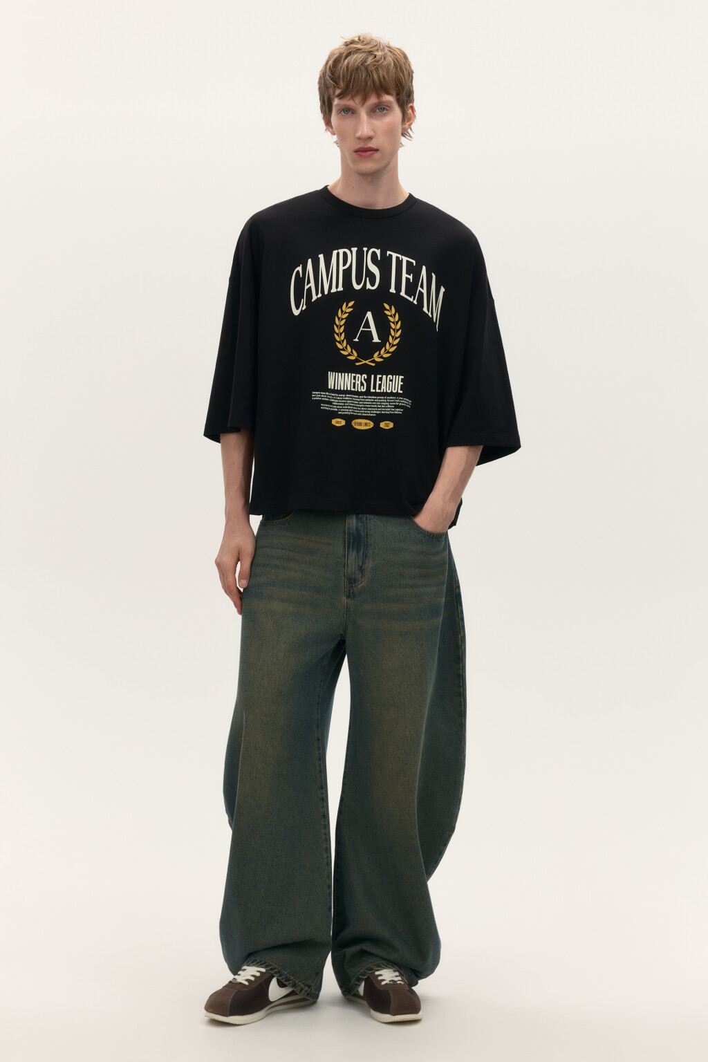 Футболка boxy fit с принтом - цвет черный - 4