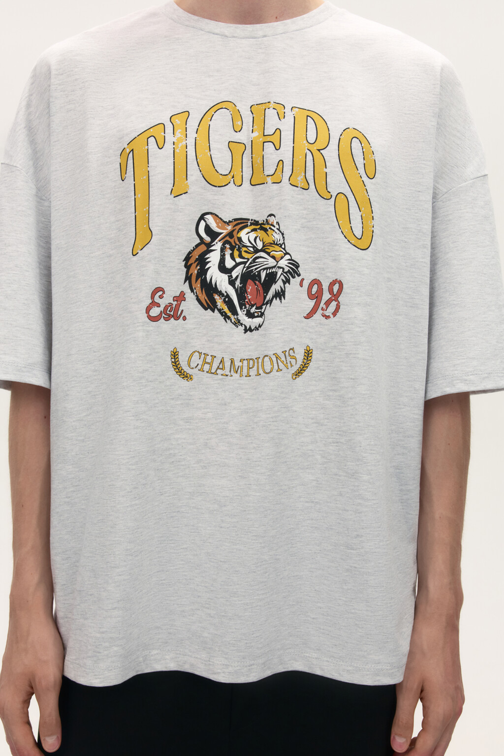 Футболка трикотажная с принтом - цвет серый - 6