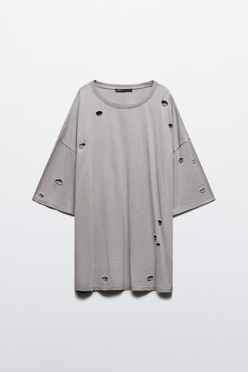 Футболка oversize с рваными элементами - цвет белый - 7