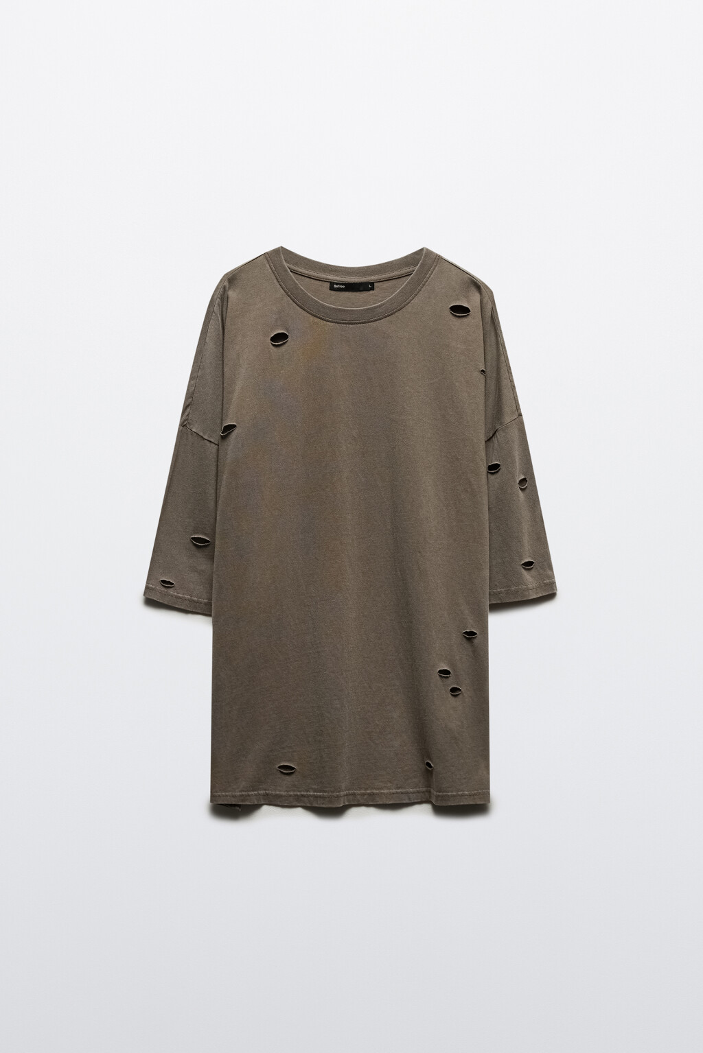Футболка oversize с рваными элементами - цвет коричневый - 7