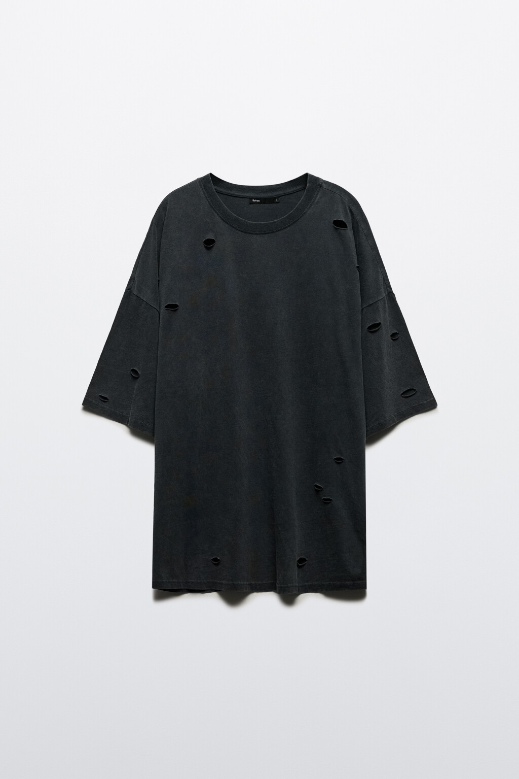 Футболка oversize с рваными элементами - цвет черный - 7