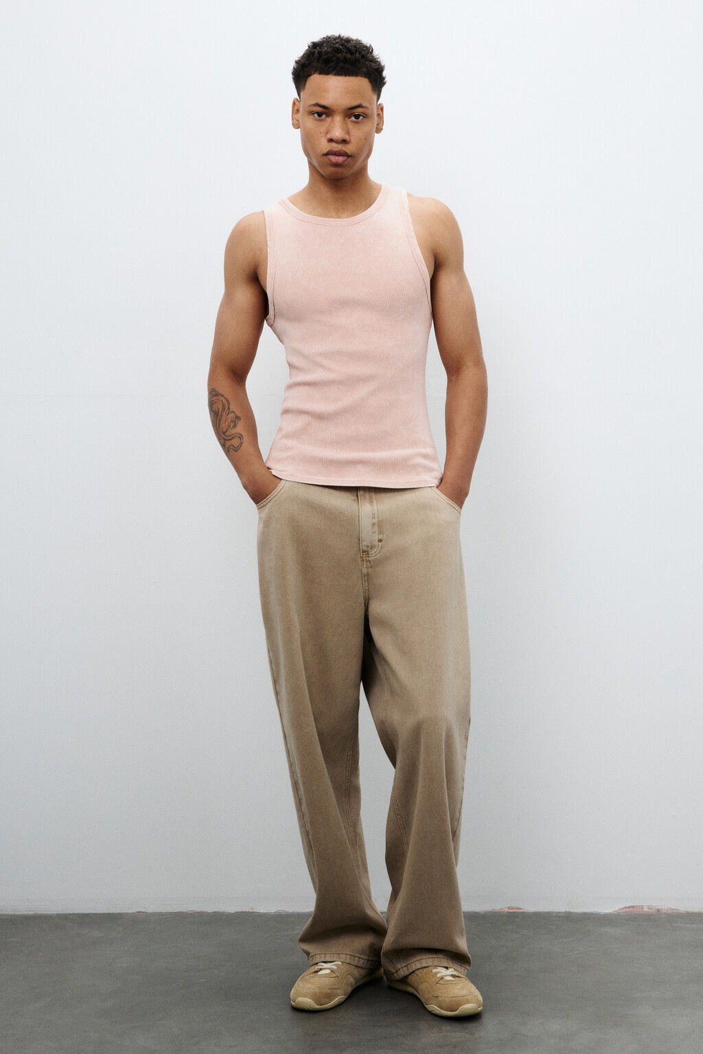 Майка в рубчик с вареным эффектом - цвет розовый - 4