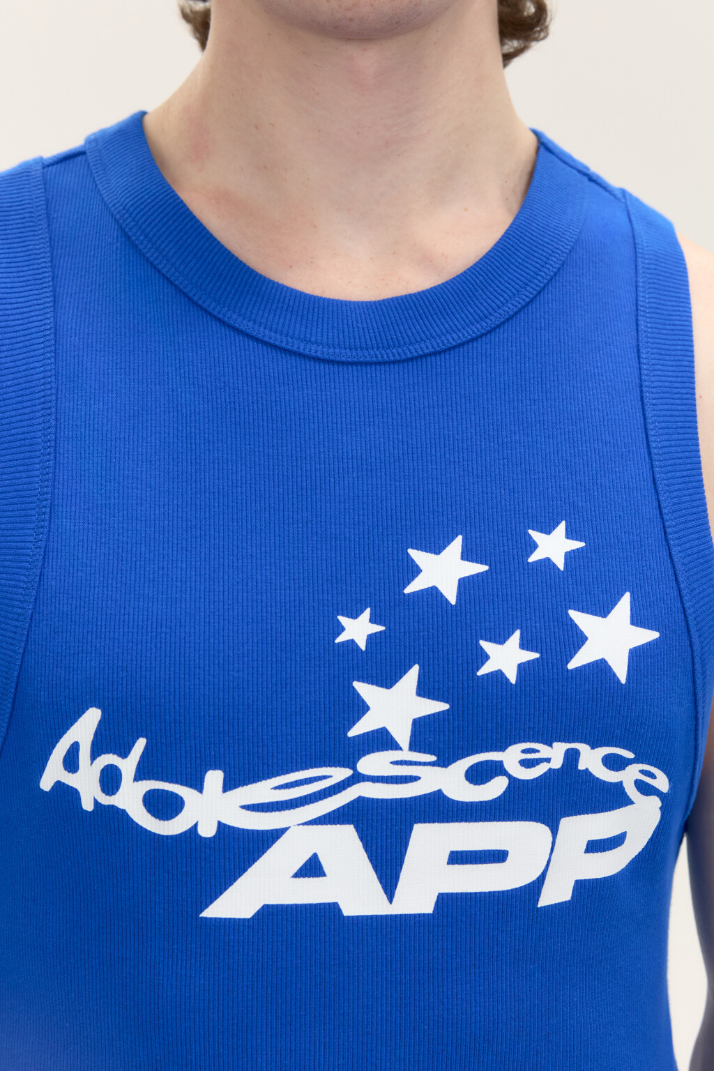 Майка хлопковая с принтом-надписью - цвет синий - 5