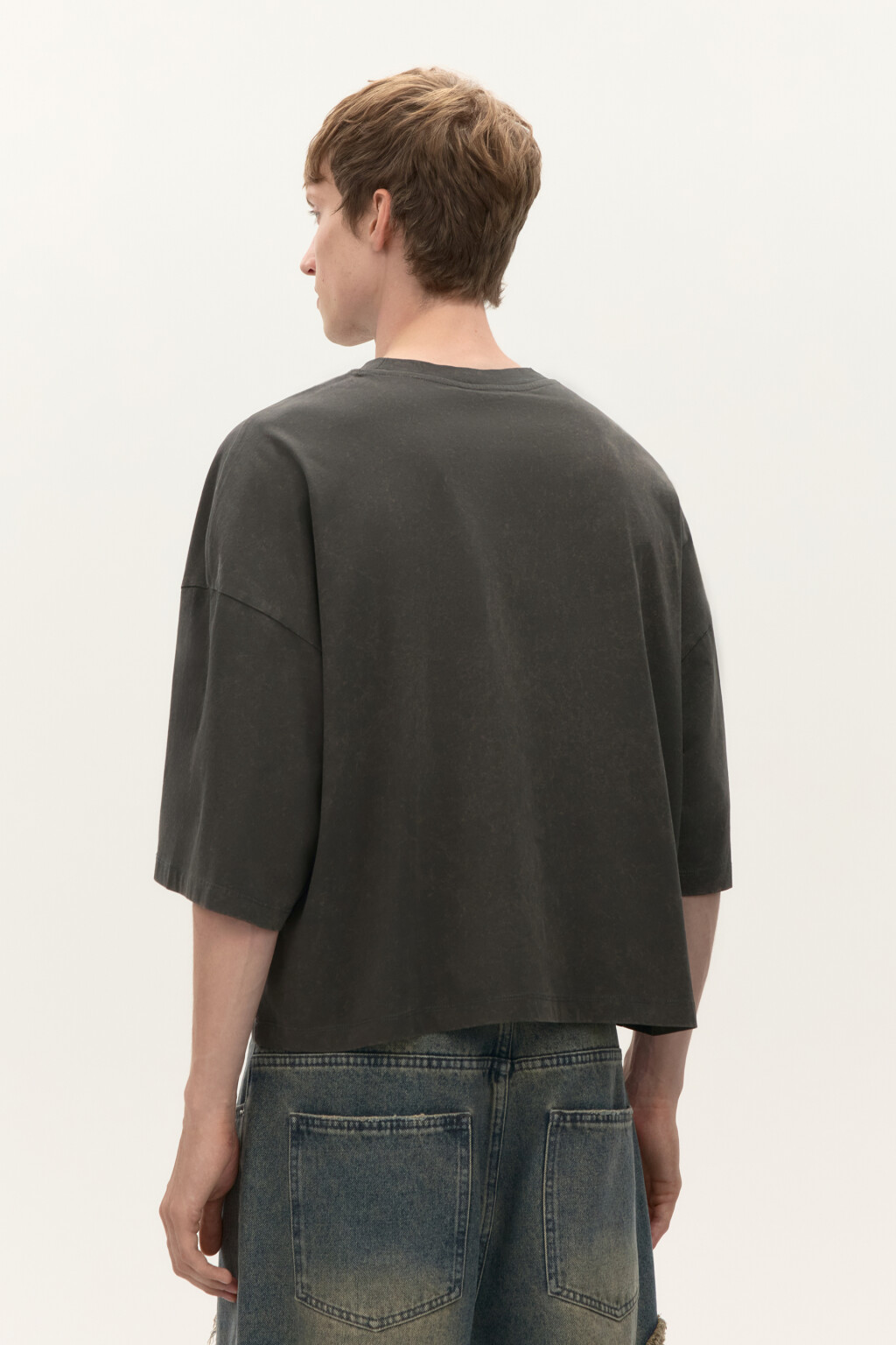 Футболка boxy fit с вареным эффектом - цвет серый - 3