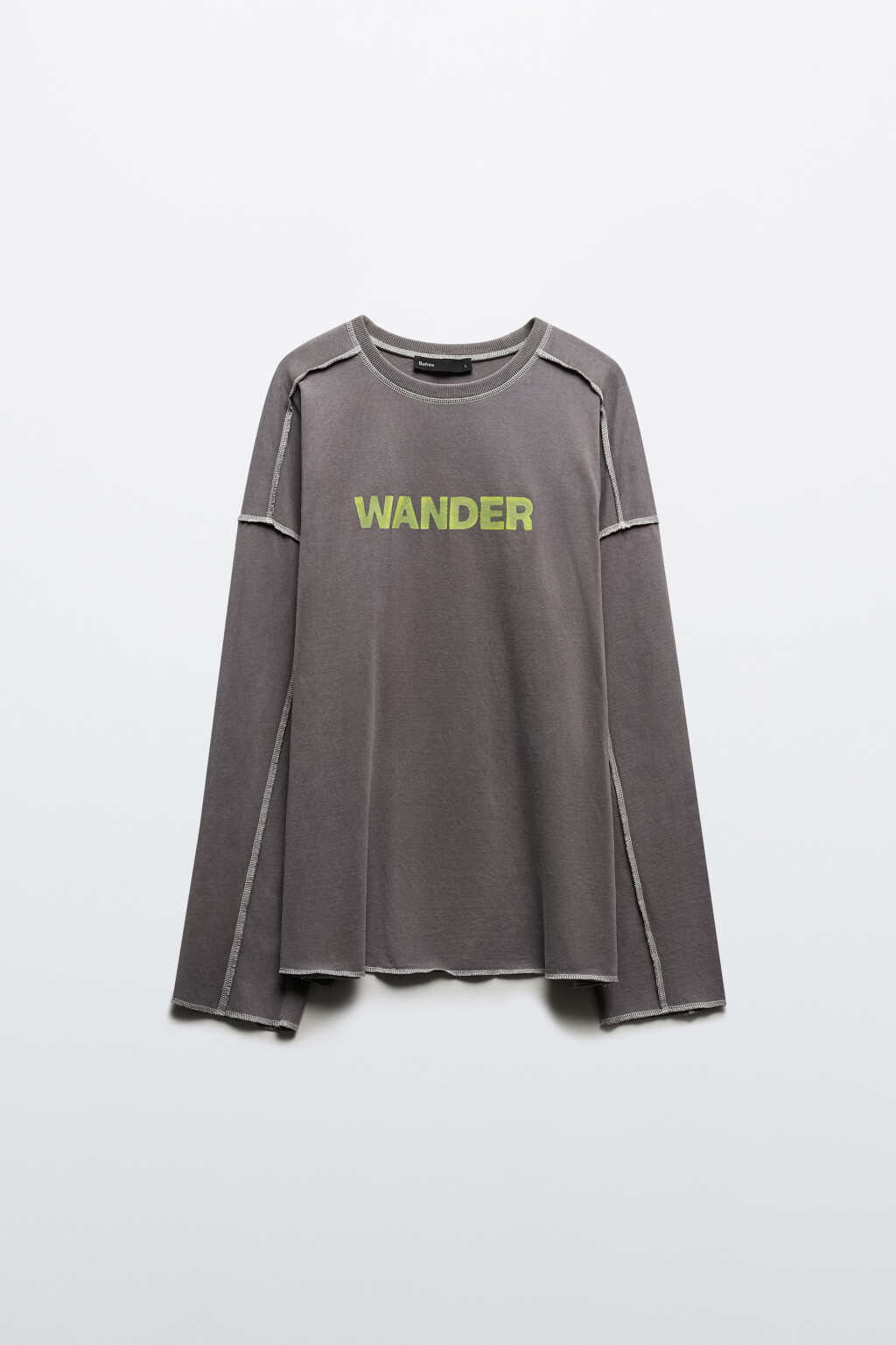 Лонгслив с принтом и открытыми срезами - цвет серый - 8